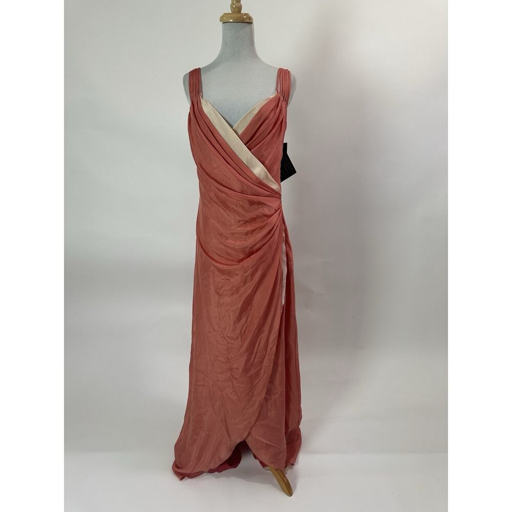 Mila Schon 100% Silk Dress Size 42EU US 10 Pale‎ Peach Gathered Vintage 1990s